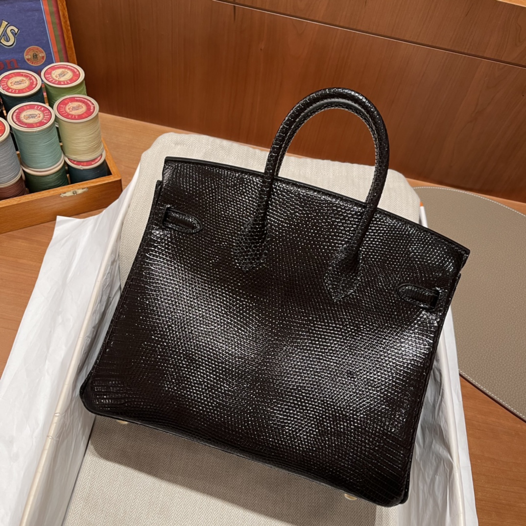 에르메스 버킨백25 블랙 금장 리자드 가죽